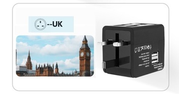 2x adapter globalny, uniwersalny gniazdko adaptera USA EU UK AU USB