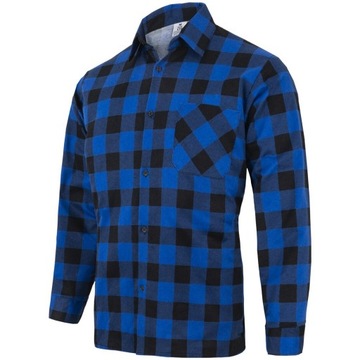 Robocza Koszula Flanelowa w kratę z kieszonką Promoefekt, 170g niebieska M