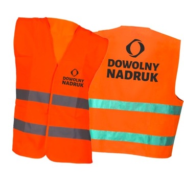 KAMIZELKA OSTRZEGAWCZA REKLAMOWA Z NADRUKIEM 120g/m2 NAPISZEM LOGO BHP XXXL