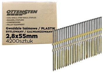 GWOŹDZIE ŁĄCZONE PLASTIKIEM 2,8X55mm 4,2tys 12mikron ryflowane gwoździarka