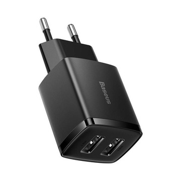 Настенное зарядное устройство BASEUS COMPACT QC 2xUSB 10,5 Вт ЧЕРНОЕ