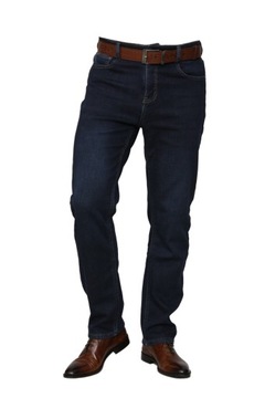 SPODNIE MĘSKIE JEANS OCIEPLANE GRANATOWE W39 L30 PAS 102-104