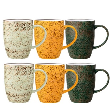 Kubek porcelanowy duży 460 ml Wilmax 6 sztuk pistacjowy żółty zielony