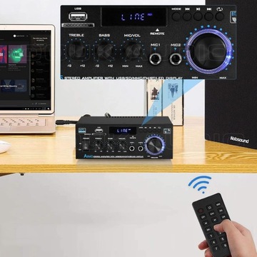 УСИЛИТЕЛЬ HIFI С BLUETOOTH УСИЛИТЕЛЬ СТЕРЕО АУДИО РАДИО FM 40 Вт X 2 С ПУЛЬТОМ ПУЛЬТА