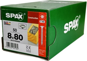 Wkręty do konstrukcji drewnianych 8x80mm SPAX WIROX główka TALERZOWA 50szt