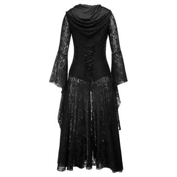 COS Średniowieczna Mała Czarna Sukienka Gotycka Retro Sukienka
