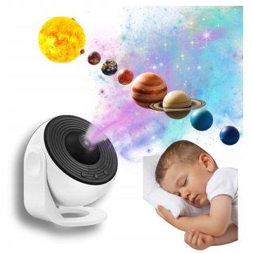 NOCNY GWIAZDOWY 360° OBROTOWY LAMPKA DO SYPIALNI Z 12 DYSKAMI