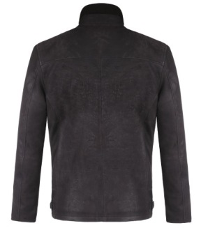 МУЖСКАЯ УТЕПЛЕННАЯ КОЖАНАЯ КУРТКА KAROL M POLISHED BLACK