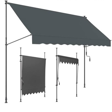 MARKIZA ROZPOROWA balkon ROLETA tarasowa REGULOWANA EASY Grey 300x130 cm