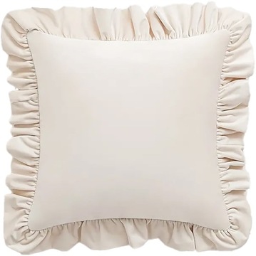 POSZEWKA DEKORACYJNA Z FALBANKĄ 40x40 VELVET JASIEK FALBANA ECRU