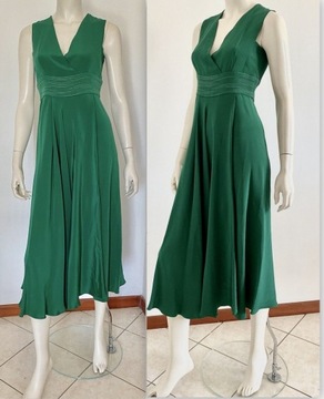 MAX MARA SPORTMAX jedwab piękna zieleń fantastyczna zwiewna sukienka 42 IT