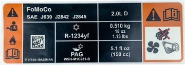 FORD EDGE 2015 NAKLEJKA INFORMACYJNA OSŁONA PASA OE _ 1919680 _ HT4A-19A286