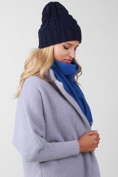 Темно-синяя Теплая женская вязаная шапка А4