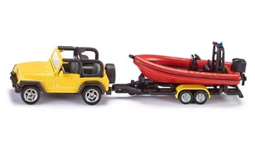 SIKU 1658 Jeep Wrangler przyczepa łódź ponton