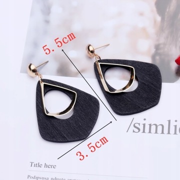 Rock Black Color Metal Flower Drop Earrings f