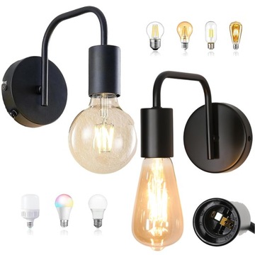 2SZT LAMPA ŚCIENNA NOWOCZESNA KINKIET E27 LOFT DO SYPIALNI SALONU KORYTARZ