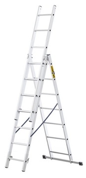 Drabina aluminiowa trzyelementowa 7 stopni 150 kg