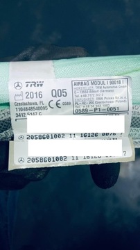 AIRBAG ZÁVĚS VZDUCHOVÁ LEVÝ MERCEDES W205 34125147C 2058601002 KOMBI
