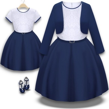 Sukienka BOLERKO WIZYTOWA ELEGANCKA koronka MARYSIA 146 navy RIMKO POLSKA
