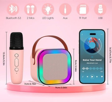 Набор для караоке: 2 микрофона + беспроводной розовый динамик Bluetooth