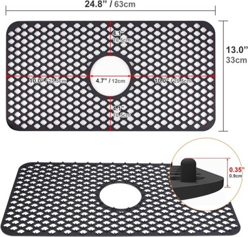 Силиконовый коврик под раковину, большой, 63 х 33 см, прямоугольный,