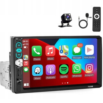 PRZEWODOWY CARPLAY ODTWARZACZ BLUETOOTH MP5 7 CALI