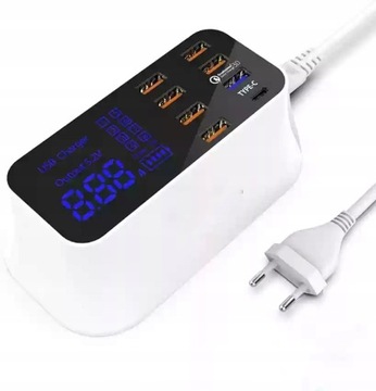 ЗАРЯДНАЯ СТАНЦИЯ С 8 ПОРТАМИ ЖК-дисплея 40 Вт USB 3.0 TYPE-C