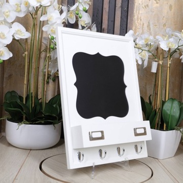 Wiszący biały organizer ścienny tablica memo kreda