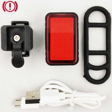 Lampka rowerowa TYŁ COB LED z funkcją STOP ładowanie 5V z portu USB