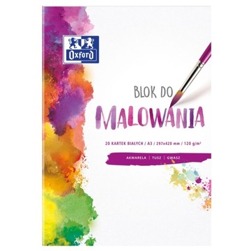 BLOK DO MALOWANIA A3 20 KARTEK BIAŁY OXFORD
