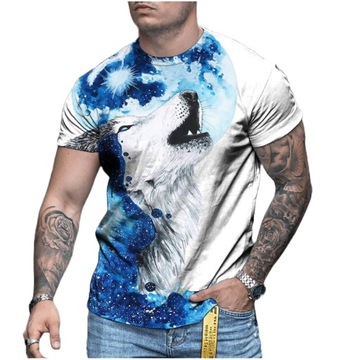 T-SHIRT MĘSKI KOSZULKA 3D Z NADRUKIEM WILKA WOLF, 6XL