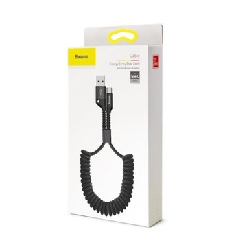 Подпружиненный спиральный кабель Baseus USB — USB-C 2 м, 2 А