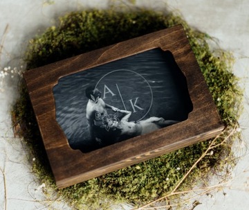 Drewniane pudełko na zdjęcia 15x23 15x21 Personalizowane