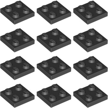 LEGO Płytka 2x2 Czarny 302226 3022 - 12szt