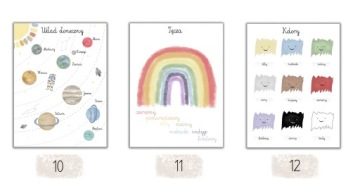 3 обучающих плаката с алфавитом, числами месяцев, цифрами Монтессори, A3