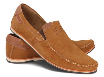 MOKASYNY BUTY MĘSKIE CASUAL SKÓRA 876R CAMEL 44