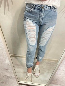 Spodnie jeans damskie z dziurami Aurelia mom fit S