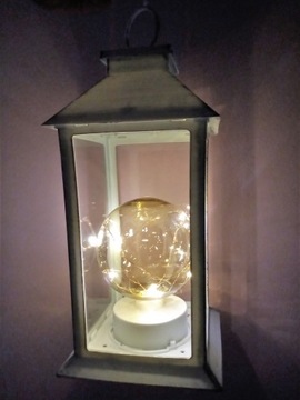 Фонарь со светодиодной лампочкой 14 х 29 см, белый продолговатый