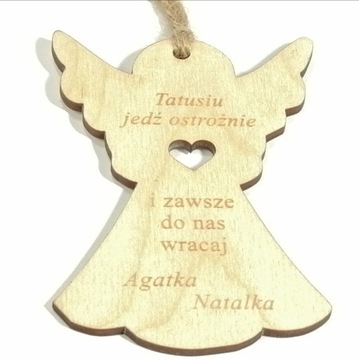 ZAWIESZKA DO AUTA ANIOŁ DZIEŃ OJCA PREZENT GRAWER