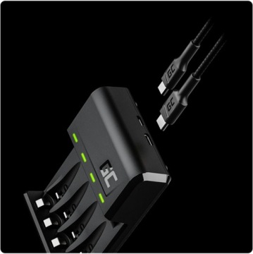 КОМПЛЕКТ - ЗАРЯДНОЕ УСТРОЙСТВО ДЛЯ АККУМУЛЯТОРОВ AAA AA R3 R6 USBC MICRO + 4x AA 2000мАч