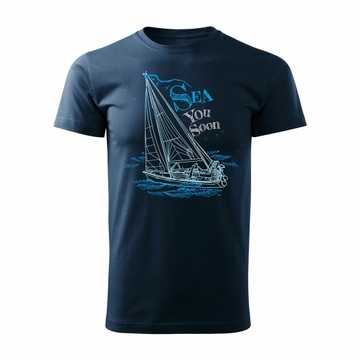 Koszulka żeglarska z jachtem na jacht na żagle dla żeglarza na prezent