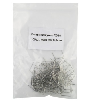 ZSZYWKI do plastiku RS18 100szt płaskie MAŁA FALA 0,8mm do naprawy plastiku