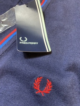 FRED PERRY ORYGINALNY granatowy Kardigan SWETER /S