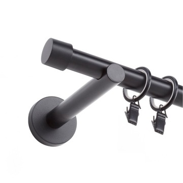 NOWOCZESNY KARNISZ POJEDYNCZY SIMPLE CICHE KÓŁKA 19mm / 200cm CZARNY MAT