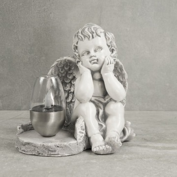 СЕРАЯ ГИПСОВАЯ ФИГУРКА Гробница СОЛНЕЧНАЯ СВЕТОДИОДНАЯ ЛАМПА