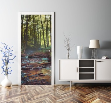 НАКЛЕЙКА НА ДВЕРЬ МЕБЕЛЬ ШПОН РУЧЕЙ ЛЕСНЫЕ ДЕРЕВЬЯ