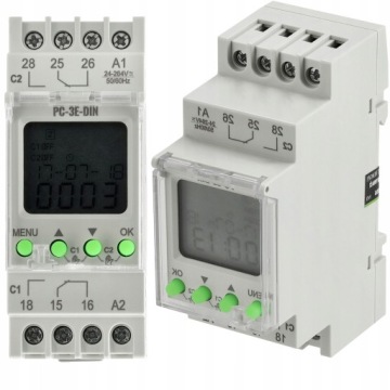 Elektronický astronomický programátor 3600W 16A 230V Ac 16 programů Din