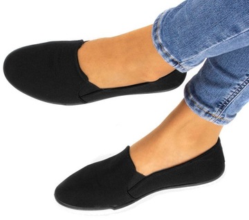 4789 CZARNE TENISÓWKI WSUWANE LYCRA SLIP ON 37