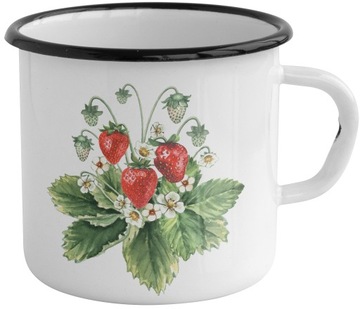 KUBEK GARNUSZEK EMALIOWANY truskawka VINTAGE boho