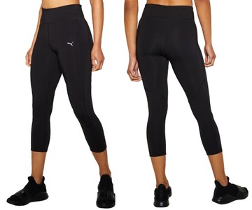 2401 PUMA LEGGINSY DAMSKIE SPORTOWE treningowe na FITNESS czarne 3/4 XS